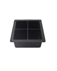 ICE CUBE MOULD 4 INDENTS BIG SQUARE SHAPE 5.7X5.7X5.7CM BLACK SILICON