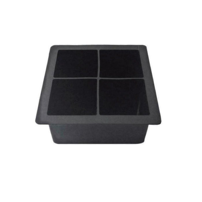 ICE CUBE MOULD 4 INDENTS BIG SQUARE SHAPE 5.7X5.7X5.7CM BLACK SILICON