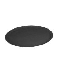 TRAY NON-SLIP BLACK RUBBER OVAL 68.5X56CM FIBERGLASS OVAL  