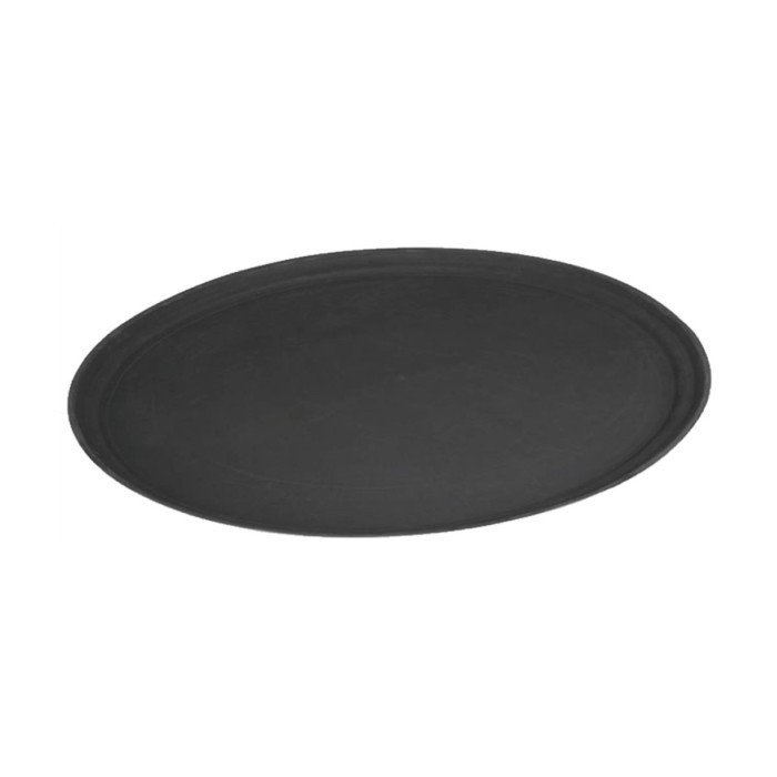 TRAY NON-SLIP BLACK RUBBER OVAL 68.5X56CM FIBERGLASS OVAL  