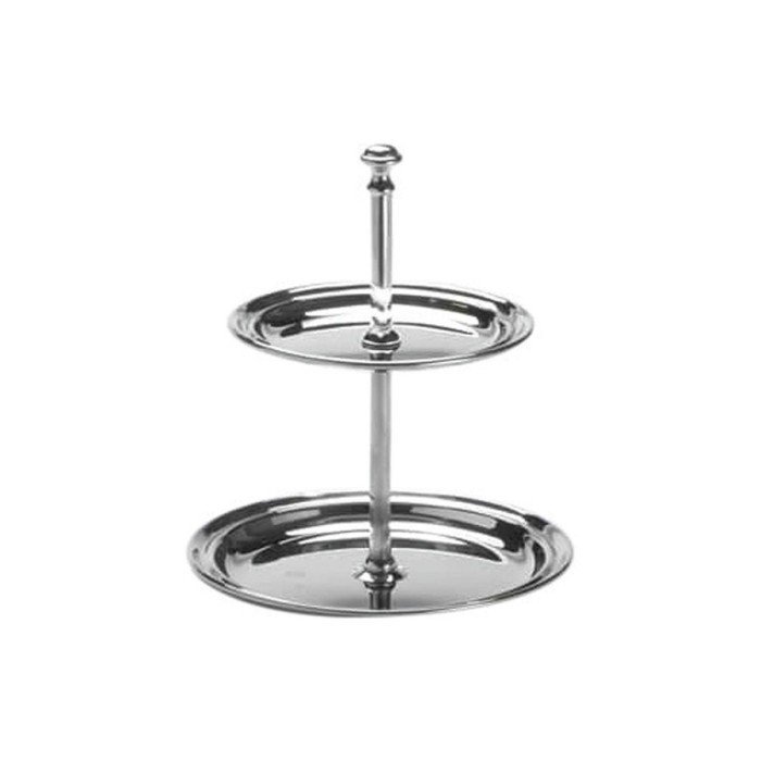 PETIT FOUR STAND 2-TIER L14.3 X H19.7CM STAINLESS STEEL