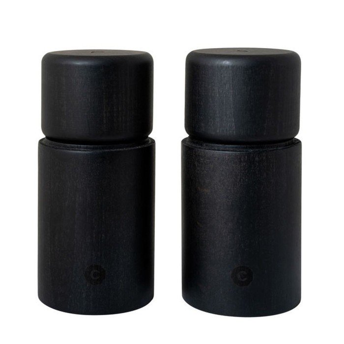 BERGEN BLACK SET OF 2 MILLS H12CM SALT AND PEPPER BEECHWOOD