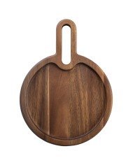 SNACK TRAY WITH HANDLE ROUND L27.94XW20.32XH2CM ACACIA WOOD