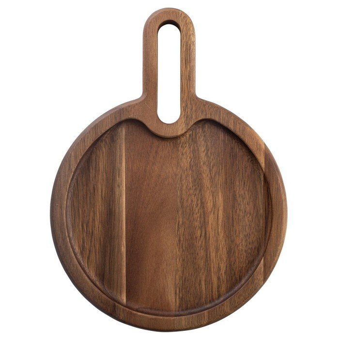 SNACK TRAY WITH HANDLE ROUND L27.94XW20.32XH2CM ACACIA WOOD