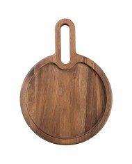 SNACK TRAY WITH HANDLE ROUND L35XW25.4XH2CM WOOD ACACIA