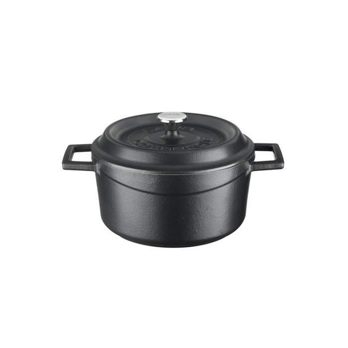 CASSEROLE TRENDY ROUND BLACK MATT Ø20CM CAST IRON