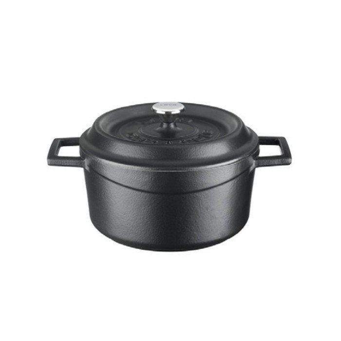 CASSEROLE TRENDY ROUND BLACK MATT Ø28CM CAST IRON