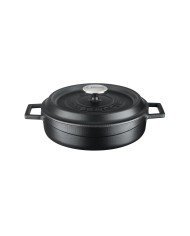 CASSEROLE LOW SHAPE TRENDY ROUND BLACK MATT Ø24CM CAST IRON LAVA