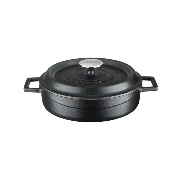 CASSEROLE LOW SHAPE TRENDY ROUND BLACK MATT Ø24CM CAST IRON LAVA