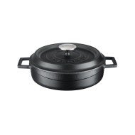 CASSEROLE LOW SHAPE TRENDY ROUND BLACK MATT Ø24CM CAST IRON LAVA