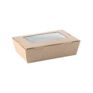 LUNCH BOX WITH WINDOW PACK OF 50 BROWN L15 X W10 X H4.5CM CORRUGATED CARDBOARD EARTH ESSENTIALS