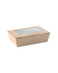 LUNCH BOX WITH WINDOW PACK OF 50 BROWN L18 X W12 X H5CM CORRUGATED CARDBOARD EARTH ESSENTIALS