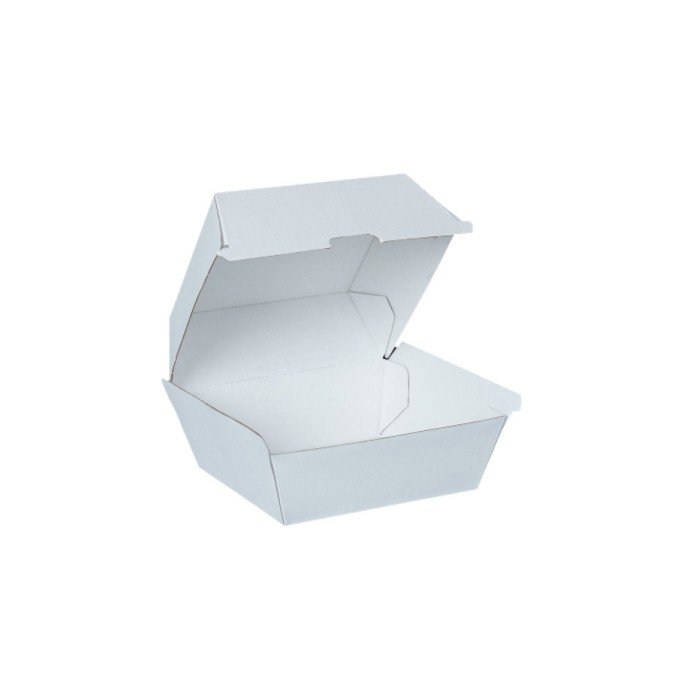 BURGER CLAMSHELL BOX WHITE LARGE PACK OF 50 PE COATED