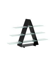 PYRAMID STAND BLACK METAL FRAME WITH 4 TEXTURED NATURAL GLASS TRAY L60 X W20 X H80CM