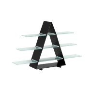 PYRAMID STAND BLACK METAL FRAME WITH 4 TEXTURED NATURAL GLASS TRAY L60 X W20 X H80CM