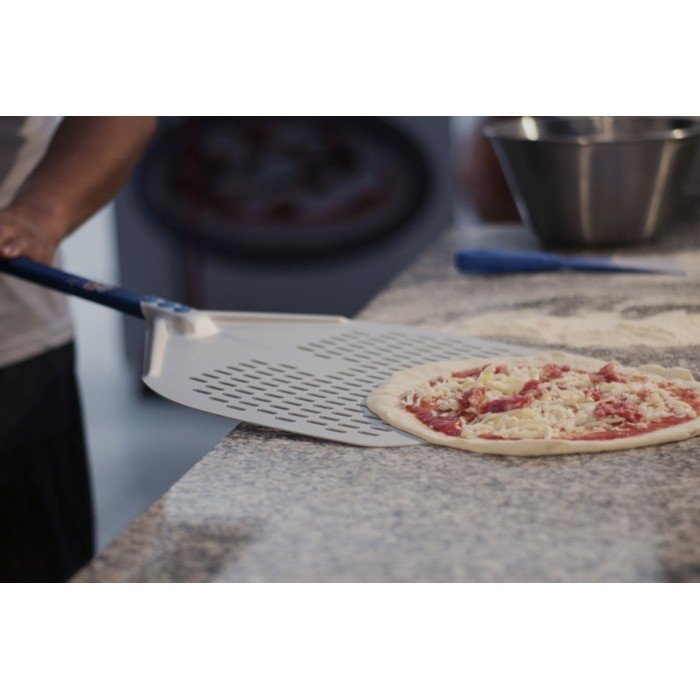 PIZZA OVEN PEEL 33X33CM PERFORATED ALUMINIUM HANDLE 60CM GI METAL