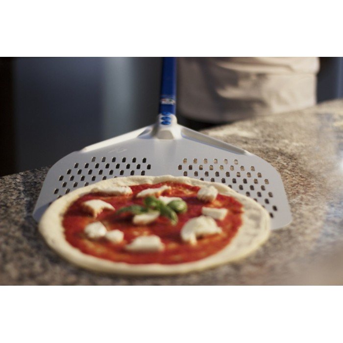 PIZZA OVEN PEEL 33X33CM PERFORATED ALUMINIUM HANDLE 60CM GI METAL