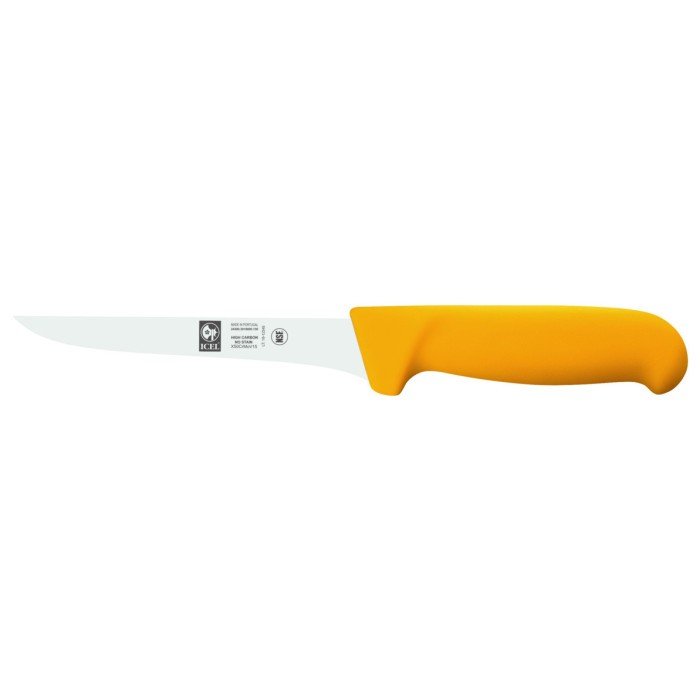 Boning knife with straight back 15 cm stainless steel polypropylene (pp) yellow coloured