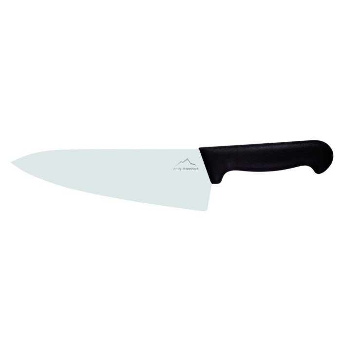 Chef's knife/ wide blade 20 cm stainless steel polypropylene (pp) black coloured Pro.cooker