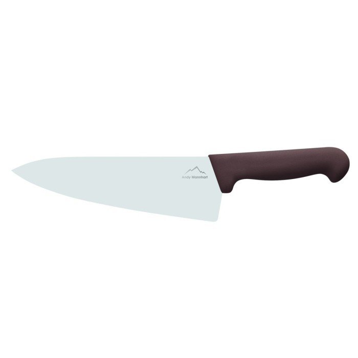 Chef's knife/ wide blade 20 cm stainless steel polypropylene (pp) brown coloured Pro.cooker