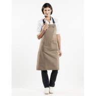  DENIM BIB APRON FORENE MUD W70XL90CM 100% COTTON LEATHER STRAPS CHAUD DEVANT