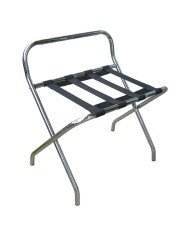 FOLDABLE LUGGAGE RACK WITH BACK BAR METAL SILVER CHROME