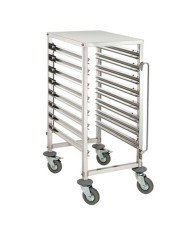 HALF RACKING TROLLEY 8 LEVELS GN 1/1 WITH SST TOP