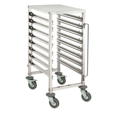 HALF RACKING TROLLEY 8 LEVELS GN 1/1 WITH SST TOP