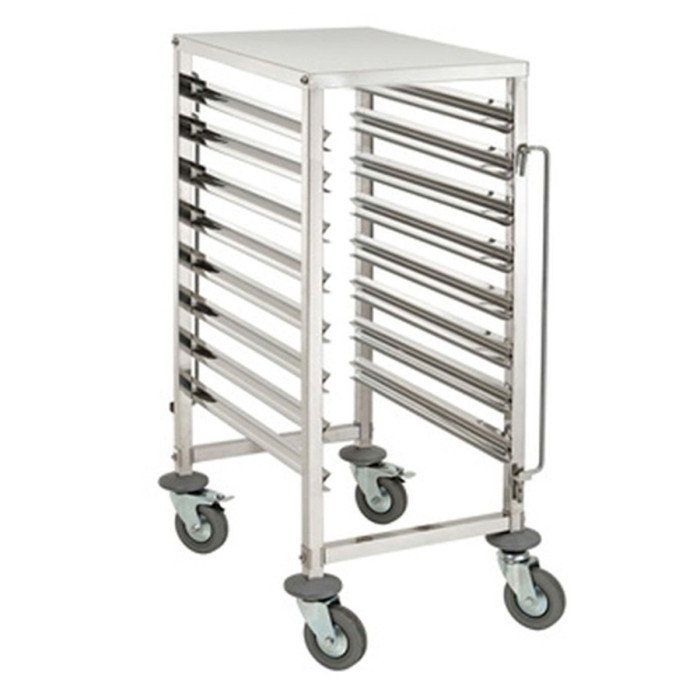 HALF RACKING TROLLEY 8 LEVELS GN 1/1 WITH SST TOP