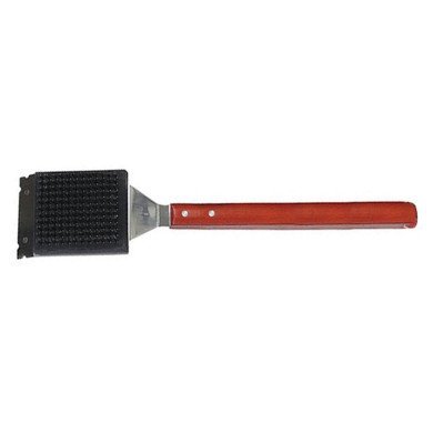 BARBECUE GRILL BRUSH LONG WOOD HANDLE HEAVY DUTY L46CM 