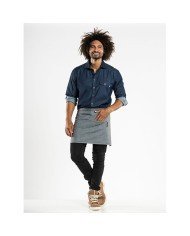 DENIM APRON GREY L40 X W80CM 100 % COTTON BASE CHAUD DEVANT