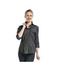 WOMAN STRETCH 3/4 BLOUSE ANTRA SIZE XS 97.8% COTTON 2.2% ELASTANE DENIM CHAUD DEVANT