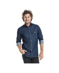 MAN STRETCH SHIRT BLUE SIZE S 97.4% COTTON 2.6% ELASTANE DENIM CHAUD DEVANT