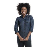 WOMAN STRETCH 3/4 BLOUSE BLUE 97.4% COTTON 2.6% ELASTANE DENIM CHAUD DEVANT