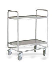 HEAVY DUTY SERVING TROLLEY 2-TIERS 80X50CM FLAT PACKED L81 X W54 X H104CM STAINLESS STEEL 