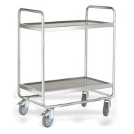 HEAVY DUTY SERVING TROLLEY 2-TIERS 80X50CM FLAT PACKED L81 X W54 X H104CM STAINLESS STEEL 