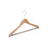 CURVED HANGER L44.5CM OPEN HOOK+NOTCHES+NON-SLIP BAR LOTUS WOOD NATURAL VARNISH