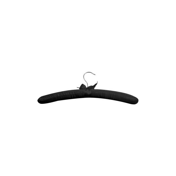 SATIN HANGER L38CM OPEN HOOK+BOW BLACK