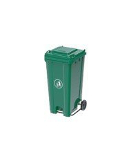  INDUSTRIAL MOBILE BIN WITH HEAVY DUTY STEEL PEDAL GREEN 120L 