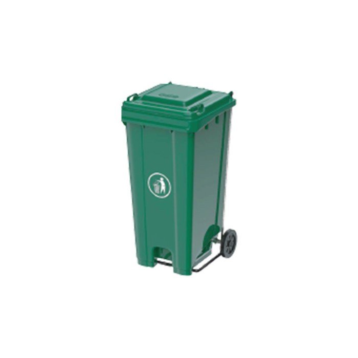  INDUSTRIAL MOBILE BIN WITH HEAVY DUTY STEEL PEDAL GREEN 120L 