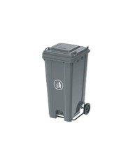 MOBILE BIN GREY INDUSTRIAL 120L WITH HEAVY DUTY STEEL PEDAL