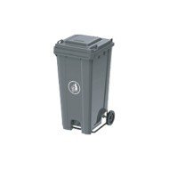 MOBILE BIN GREY INDUSTRIAL 120L WITH HEAVY DUTY STEEL PEDAL