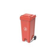  INDUSTRIAL MOBILE BIN WITH HEAVY DUTY STEEL PEDAL RED 240CL 