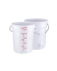 BUCKET GRADUATED 20L WITH TAP & LID D31.5XH37.5CM WHITE PP