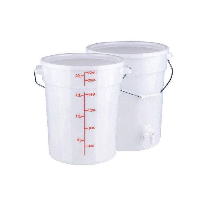BUCKET GRADUATED 20L WITH TAP & LID D31.5XH37.5CM WHITE PP