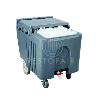 ICE CADDY 57KG/110L WITH SLIDING LID GREY PE/PU 58.5X80X74.5CM