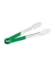 GREEN SCALLOPED GRIP TONG WITH VINYL-COATED HANDLE L31.5CM SST 