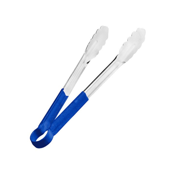 BLUE SCALLOPED GRIP TONG L41.5CM SST WITH VINYL-COATED HANDLE  