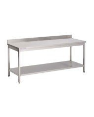 PREP&WORK TABLE WITH UNDER SHELF AND BACKSPLASH L120 X D70 X H85CM STAINLESS STEEL PRO.INOX