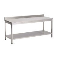 PREP&WORK TABLE WITH UNDER SHELF AND BACKSPLASH L160 X D70 X H85CM STAINLESS STEEL PRO.INOX